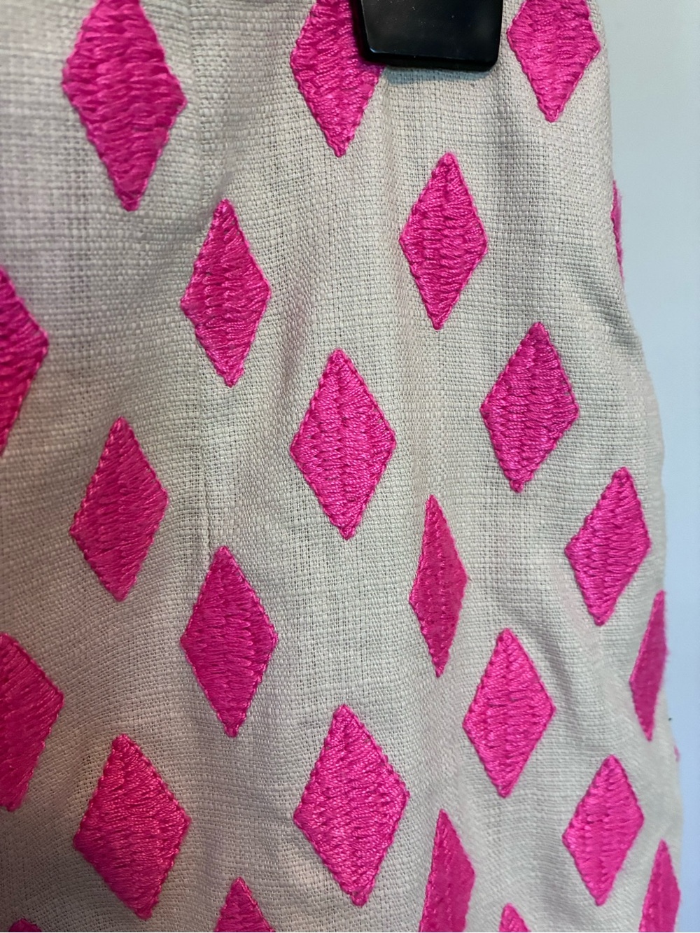Boden Pink Embroidered Diamond Skirt Linen Look Cotton Size US 10 UK 14 - Picture 8 of 9